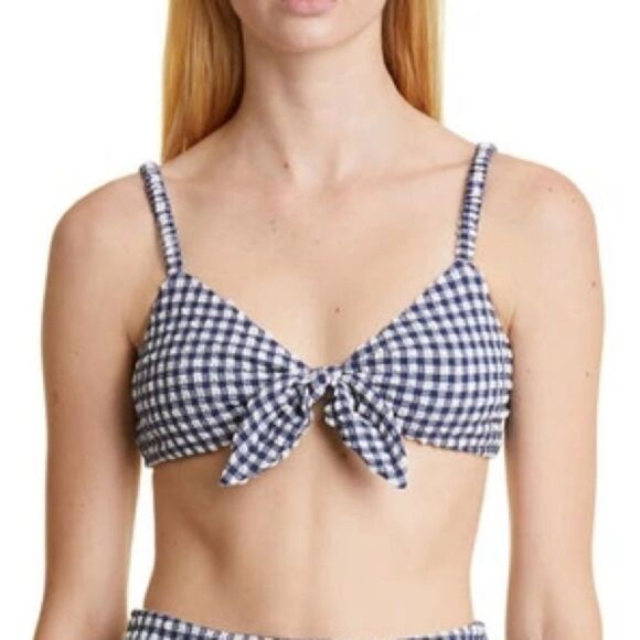 Sea New York Gingham Tie Front Bikini Top size large - Picture 1 of 5